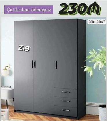 skamya sekilleri: Məhsul: 3 qapılı, 3 çekmecəli geyim dolabı - Rəng: tünd boz - — 1