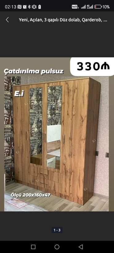 Dolablar: Yeni, Açılan, 4 qapılı Düz dolab, Dolab-asılqan, Azərbaycan — 25