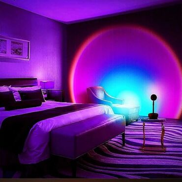 Рабочие настольные лампы: RGB лампа закат с пультом - Проекционный светильник торшер 16 цветов — 5