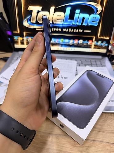 iphone iks: IPhone 15 Pro Max, 128 GB, Blue Titanium, Zəmanət, Kredit, Simsiz şarj — 2