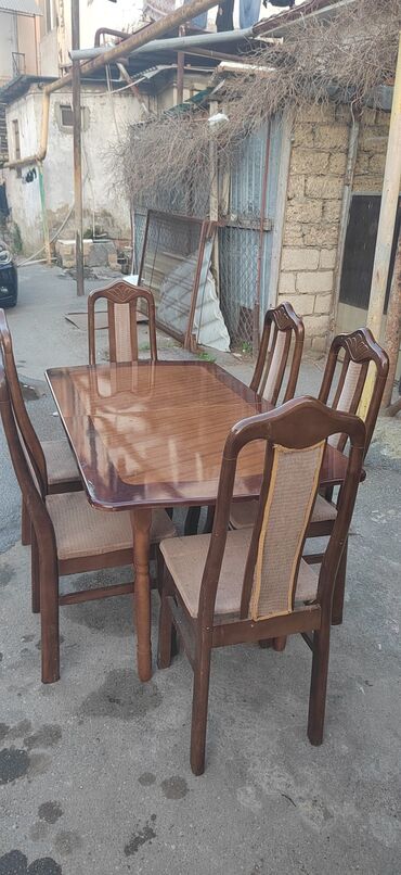 Masalar: Qonaq otağı üçün, Açılmayan, Dördbucaq masa, 6 stul