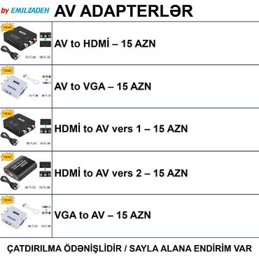 Masaüstü kompüterlər və iş stansiyaları: AV/RCA/Tülpan Adapterlər 🚚Metrolara və ünvana çatdırılma var