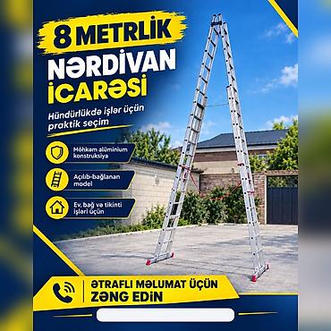 Nərdivanlar: 8 metrlik alüminium nərdivan – icarə - Hündürlükdə işlər üçün praktik — 2
