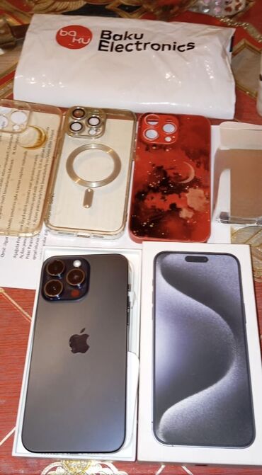 Apple iPhone: IPhone 15 Pro Max, 512 GB, Blue Titanium, Zəmanət, Face ID, Sənədlərlə