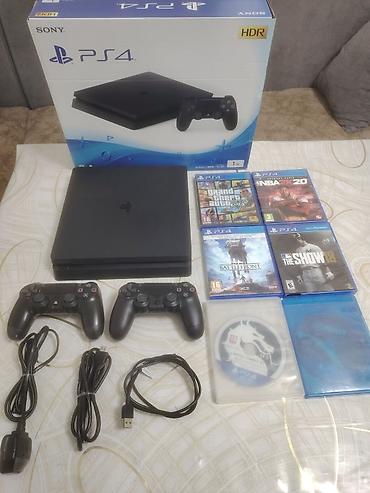 playstation 4 satış: PlayStation 4 silim 1 tb yadas Ustunde 2 Teze alinmis pult. 6 oyun — 1