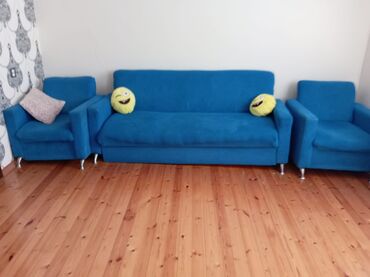 Ev üçün digər mebel: İşlənmiş, Divan, 2 kreslo, Bazalı, Açılan