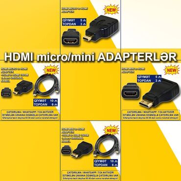 кабель hdmi vga: HDMI mini micro adapterlər 🚚Metrolara və ünvana çatdırılma var
