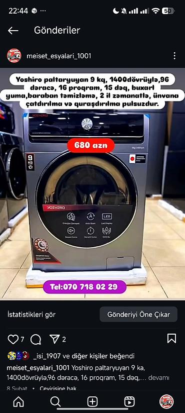 Paltaryuyan maşınlar: Paltaryuyan Anbardan satiş.Qimətlər aşagida qeyd olunub.Ünvana — 132