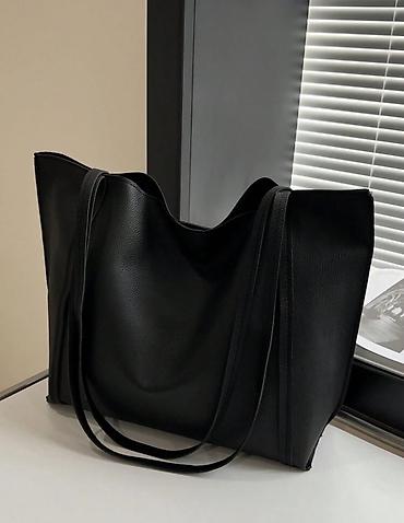 canta noutbuk: Qara tote çanta - Minimalist dizayn, klassik qara rəng - Yumşaq — 3