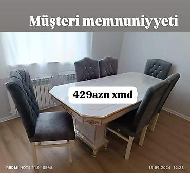 masa balaca: Qonaq otağı üçün, Yeni, Açılmayan, Dördbucaq masa, 6 stul — 1