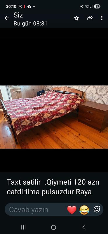 2 nəfərlik çarpayı: Taxt satılır. - Material: ağac karkas, başlıqda oyma detalları və — 1