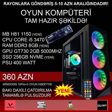 Masaüstü kompüterlər və iş stansiyaları: Oyun üçün Kompüter "RGB Gaming Core i5 3470 GT730 2GB 256GB NVME” ⭐Tək — 2
