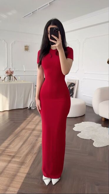 красное платье в пол: Повседневное платье, Made in KG, Лето, Длинная модель, S (EU 36)