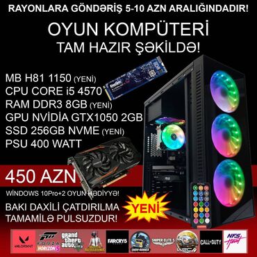 Masaüstü kompüterlər və iş stansiyaları: Oyun üçün Kompüter "RGB Gaming Core i5 4570 GTX1050 2GB 256GB NVME” — 3