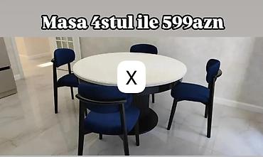Dəyirmi yemək dəsti: 1 masa + 4 stul - Masa: dəyirmi forma, ağ üst lalafo.az -da Dəyirmi yemək dəsti: 1 masa + 4 stul - Masa: dəyirmi forma, ağ üst