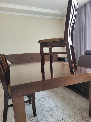 кухонный стол с стульями: Ашкана Стол, түсү - Күрөң, Колдонулган