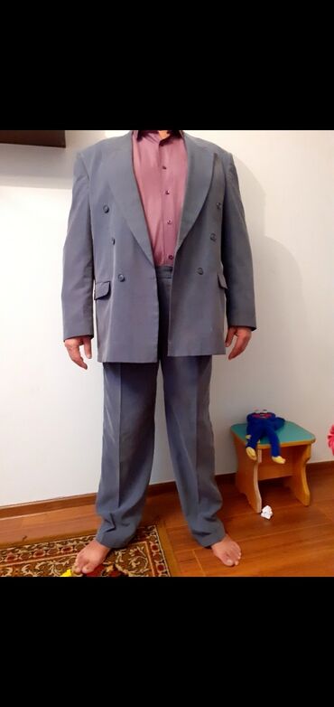 мужской малиновый пиджак: Костюм 4XL (EU 48), цвет - Серый