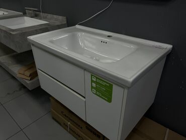 тумбочка с мойками: Тумба с раковиной для ванной комнаты - Размер: 80×47 см (указано на