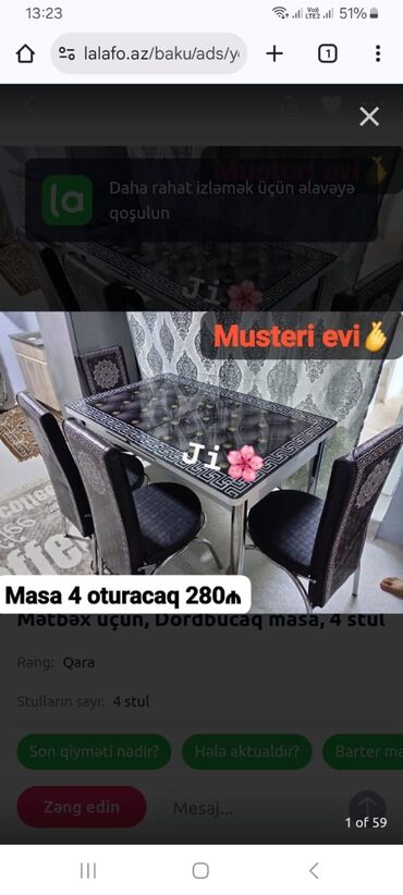 Masa və oturacaq dəstləri: *Sifarişlə hazırlanır* ✔️Kuxna üçün stol stul dəsti✨✨. 2 stul 1 -da lalafo.az — 19 Masa və oturacaq dəstləri: *Sifarişlə hazırlanır* ✔️Kuxna üçün stol stul dəsti✨✨. 2 stul 1 — 19