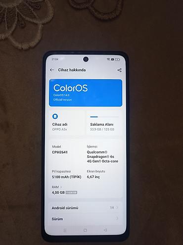 dubayski iphone 14 pro max: Oppo A3x, 128 GB, rəng - Bənövşəyi — 2