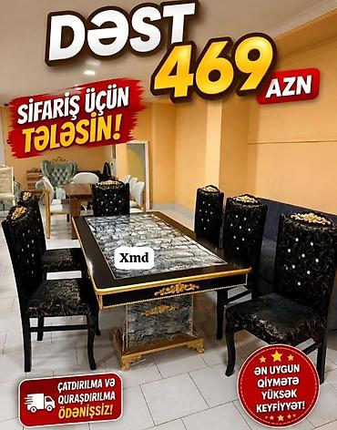 Masa və oturacaq dəstləri: Yemək otağı üçün dəstlər 1) Klassik dizaynlı masa + 6 stul - Krem — 19