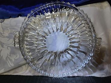 koktel set cena: Plato nov iz 80ih.godina,kristal,led kristal za torte,kolace. Nov — 6