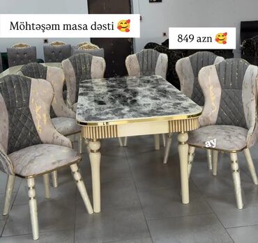 стеклянный стол: Для гостиной, Новый, 6 стульев