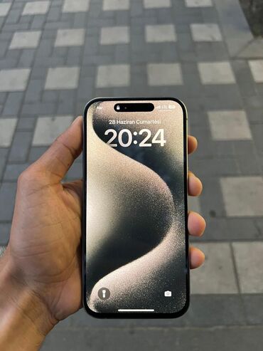 iphone 11 pro max ekran: IPhone 15 Pro, 128 GB, Natural Titanium, Zəmanət, Face ID