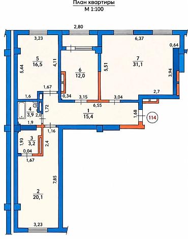 обжития: 3 комнаты, 130 м², Средний Джал 106 серия, 8 этаж, Свежий ремонт — 6