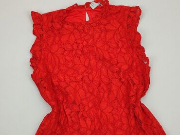 czerwona bluzki damskie krótki rękaw: Блуза жіноча, H&M, M, стан - Ідеальний