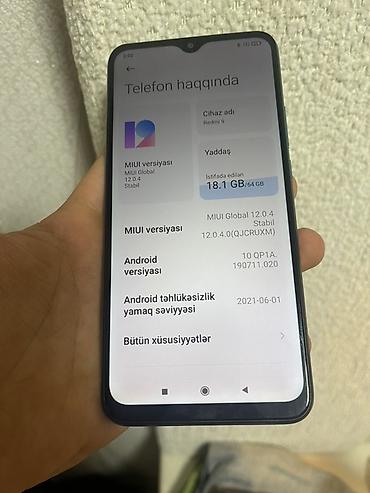 mi band 9: Redmi 9, 64 GB, rəng - Göy, Barmaq izi — 9