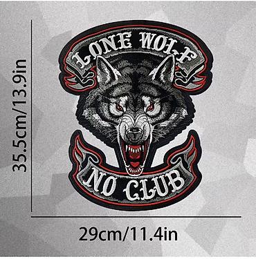 moto godekce: Məhsul: “Lone Wolf – No Club” böyük arxa çapma (nakışlı paça) - — 3