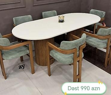 Oval formalı yemək otağı dəsti - Dəst: masa + 6 ədəd stul - Masa