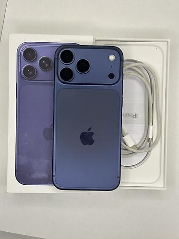 IPhone 17 Pro Max, Б/у, 256 ГБ, Синий, Кабель, Коробка, 100 %