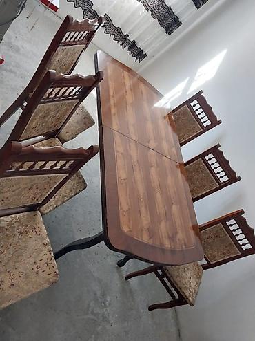 arenda stol stul: Ağac fakturalı yemək masası və 6 ədəd stul dəsti. - Masa: düzbucaqlı — 1