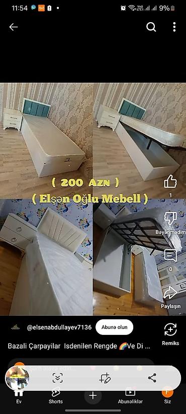 Bazalı çarpayı – 200 AZN - Altı bazalı, geniş saxlamalı konstruksiya