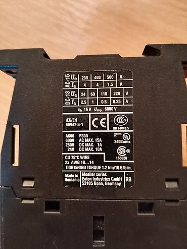 muller gobleni: Eaton/Moeller kontaktor sa pomoćnim kontaktima Modeli/oznaka: - — 2