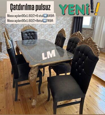 Mebel: 👑 Yüksək keyfiyyətlə Masa + 6 stul ✨️ 649₼ Masa + 8 stul ✨️