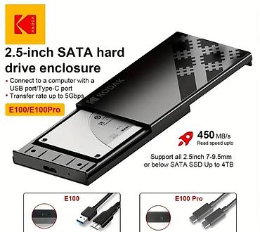 usb hard disk: Kodak E100/E100 Pro 2.5" SATA HDD/SSD korpusu - 2.5" (7–9.5 mm) — 1