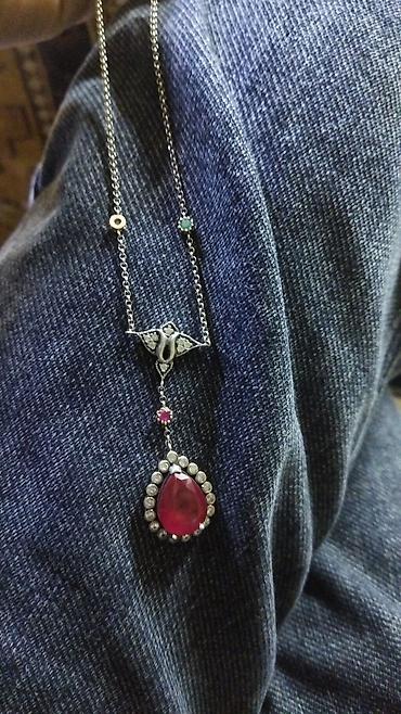Bijuteriya: Gümüş rəngli zəncirli kolye – osmanlı üslubunda asma bəzəkli model — 7