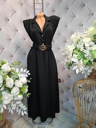 massimo dutti baletanke: Elegantna duga haljina sa kragnom i pojasom - Kroj: maxi dužina — 4