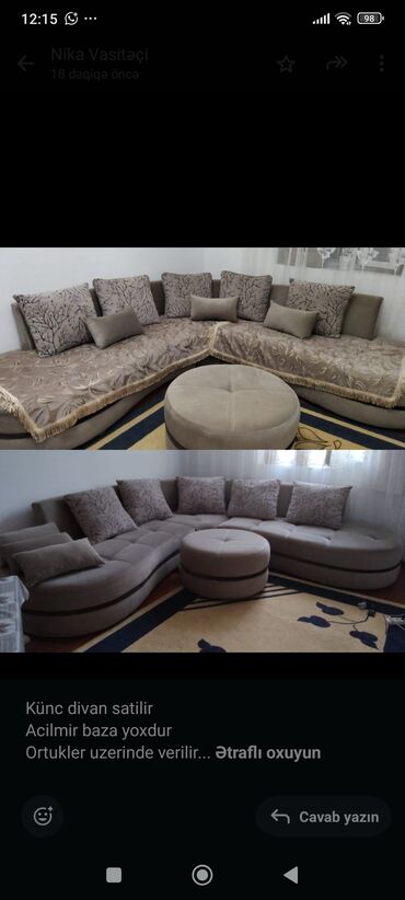 Asılqanlar: Künc divan, İşlənmiş, Çatdırılma yoxdur
