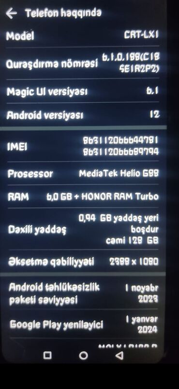 256 gb telefonlar: Honor 8X, 128 GB, rəng - Göy, Barmaq izi