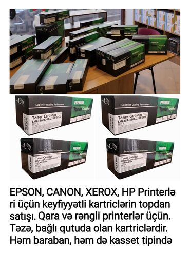 Modemlər və şəbəkə avadanlıqları: 🖨️ Müxtəlif model printerlər üçün kartriclər var stokda. ✅ Ağ-qara və