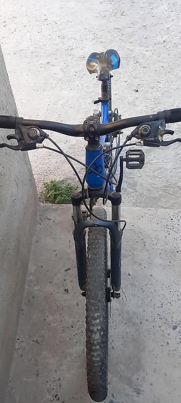 muhərrik velosiped: Dağ velosipedi – mavi rəng, tam asqılı (ön amortizator + arxa yaylı — 1