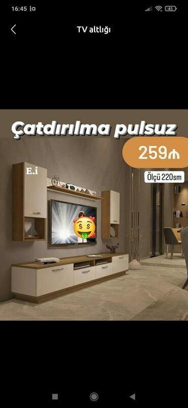 Sifarişlə masa və oturacaq dəstləri: TV stend atıcılığı