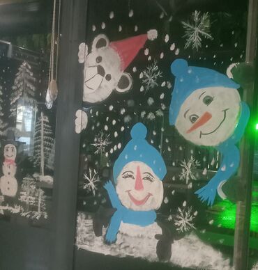 Bayram bəzəkləri: Yeni il vitraj rəsmləri – pəncərə və vitrin bəzəyi - Xidmət: Şüşə — 14