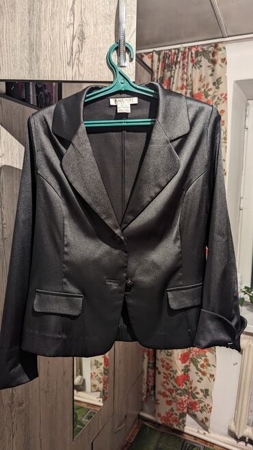 черный пиджак женский: Пиджак, Атлас, Приталенная модель, Корея, 4XL (EU 48), 5XL (EU 50)