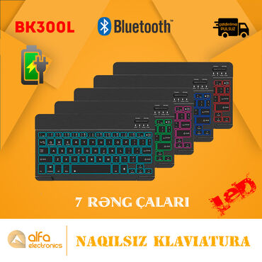 apple klaviatura: BK300L Klaviaturası bluetooth ilə bağlanır. Telefon, Planşet