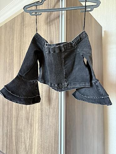 cins: ZARA WOMAN – premium DENIM COLLECTION” qara denim top M razmer Alınıb — 2